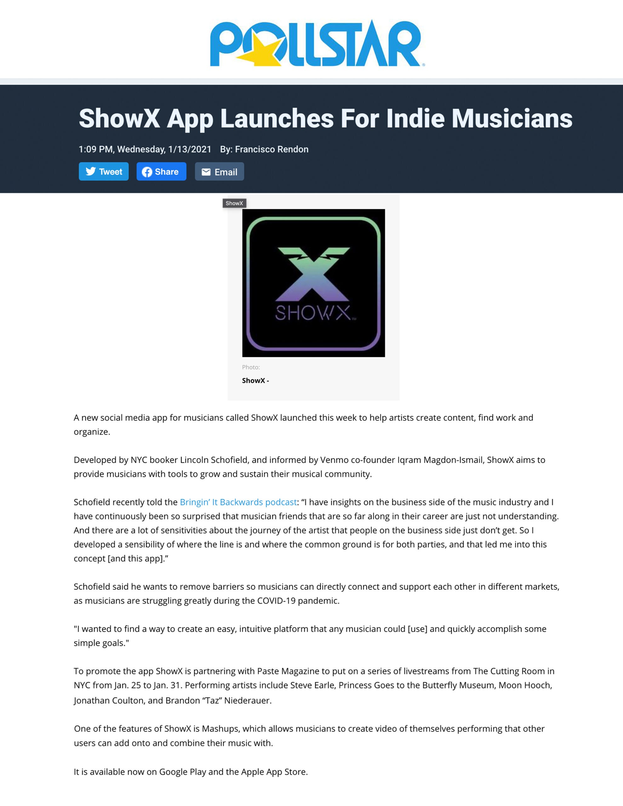 PR 10 inc _ShowX App Launches For Indie Musicians